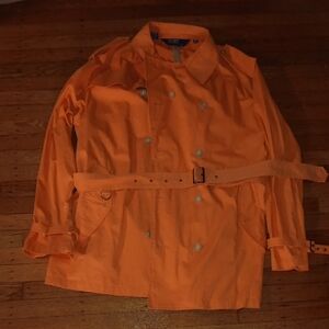 Ralph Lauren Orange Double-Breasted Trench Coat with Belt